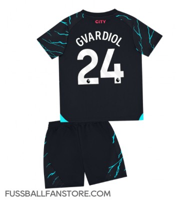 Manchester City Josko Gvardiol #24 Replik 3rd trikot Kinder 2023-24 Kurzarm (+ Kurze Hosen)